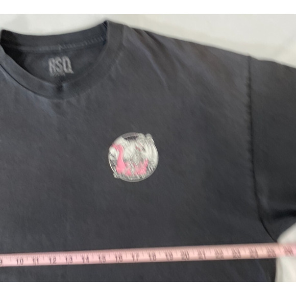 RSQ 2XL Skeleton Flamingo Graphic Tee Washed Black All Washed Up Shirt - Picture 5 of 6
